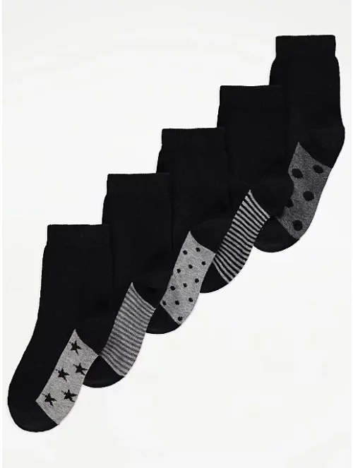 George Black Printed Footbed Socks