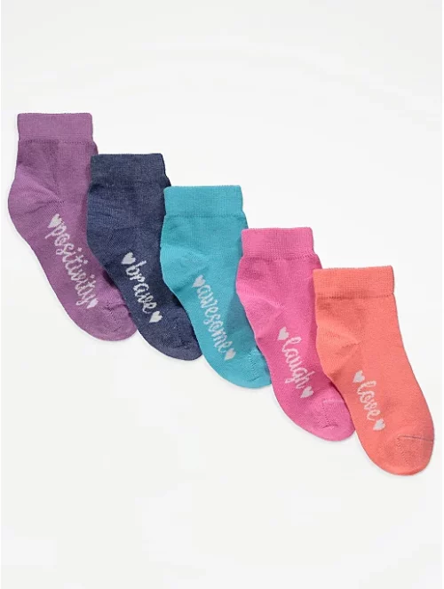 George Slogan Print Cropped Ankle Socks (UK6-8.5/Euro 23-26)