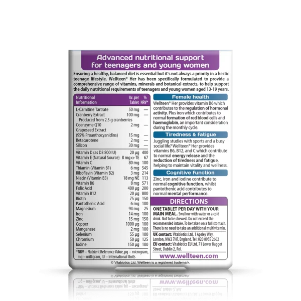 Vitabiotics Wellteen Her Plus (60 Tablets)